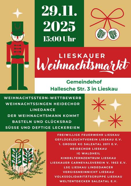 Plakat Lieskauer Weihnachtsmarkt am 29.11.2025