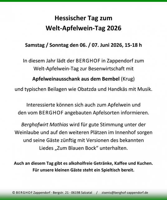 Berghof   Welt Apfelweintag 2026