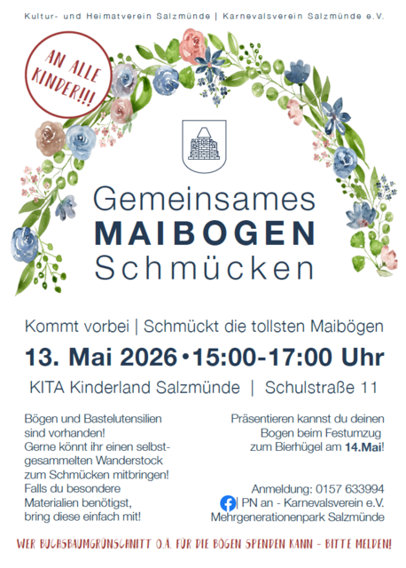 Plakat Gemeinsames Maibogen Schmücken in Salzmünde