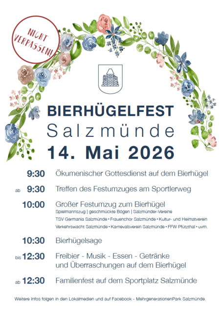 Plakat Bierhügelfest Salzmünde am 14. Mai 2026