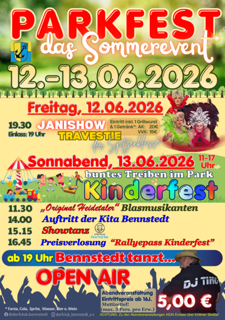 Plakat Parkfest in Bennstedt 12. und 13.06.2026