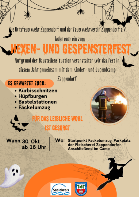 Plakat Hexen- und Gespensterfest Zappendorf am 30.10.2026