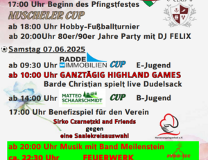 Plakat zum Pfingstturnier und Highland games in Beesenstedt 2025