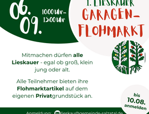 Plakat Garagen-Flohmarkt Lieskau am 06.09.2025
