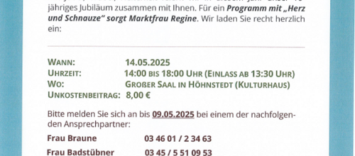 Plakat 10 Jahre Frühlingsfest der Senioren in Salzatal