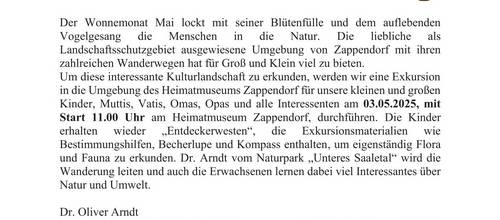 Kleine Frühjahrswanderung Kleine Frühlingswanderung 03.05.2025