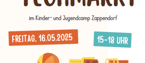 Plakat Kinderflohmarkt im K>inder- und Jugendcamp Zappendorf am 16.05.2025