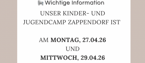 Kinder- und Jugendcamp geschlossen
